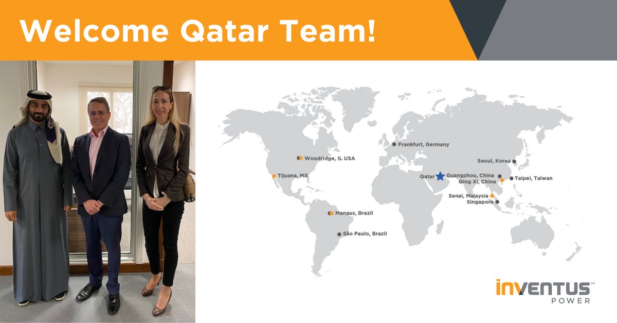 InventusPower's tweet photo. Inventus Power recently partnered w/ @QatarZones & announced plans to establish a presence in the region. To lead this initiative, we hired our 1st Qatar employees. Welcome to the team Ali & Ana! #GlobalLeader #AdvancedBatterySystems #OneTeam
https://t.co/LJlRR14fIv https://t.co/u2UeV7tanq