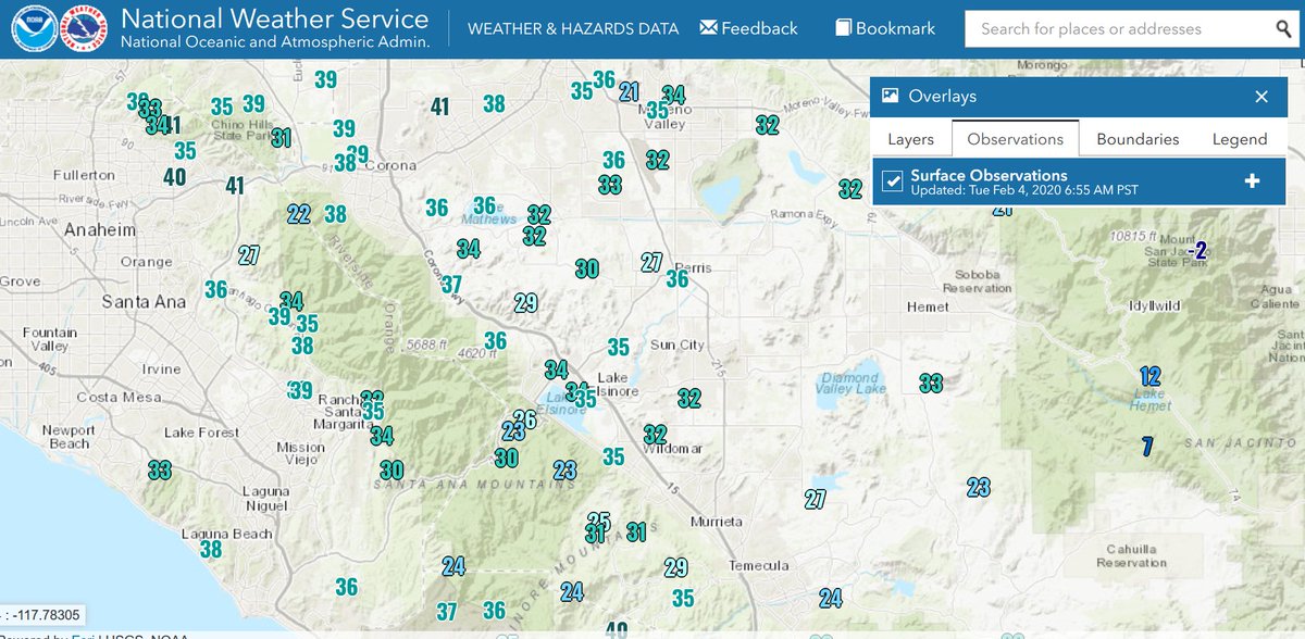Wind chill temps in the O.C. and W. Riverside areas