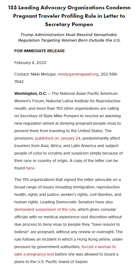 Text of Press Release is shown. An HTML version of the press release is available at napawf.org/press-releases/020420