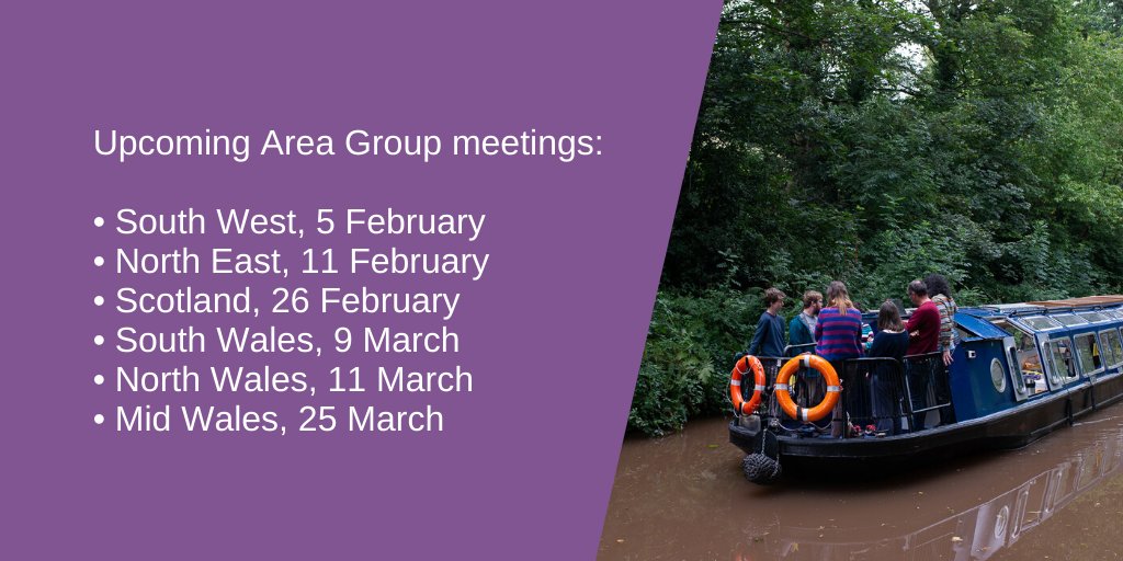 Upcoming Area Group meetings: South West, 5 February, North East, 11 February • Scotland, 26 February • South Wales, 9 March, North Wales, 11 March, Mid Wales, 25 March 