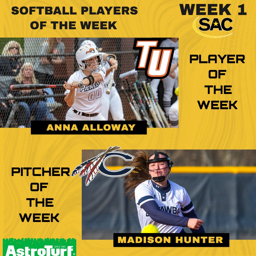 SAC_Athletics's tweet photo. The South Atlantic Conference Announces Astroturf Softball Players of the Week Honors! #SACSB @TusculumSports @CatawbaIndians 

Story:
https://t.co/EOmPoNnt2f https://t.co/QBSt8BOKJe