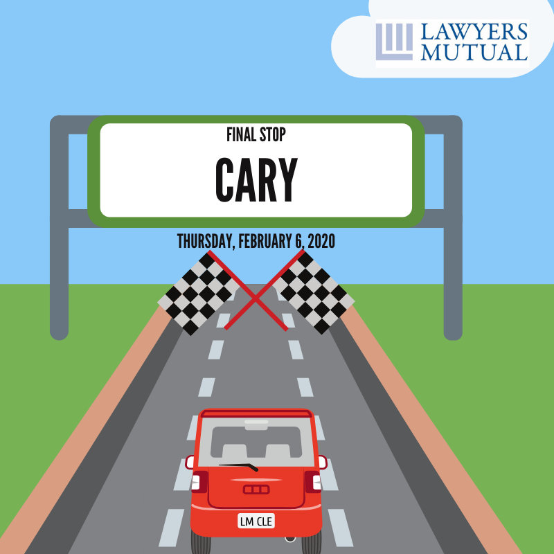LawyersMutualNC's tweet photo. We are preparing for the final stop of our #CLERoadshow! We're hosting a morning and afternoon session in Cary on Thursday, February 6th. https://t.co/aSSYadt3sG We can't wait to see everyone! https://t.co/xvEWEaRHrw