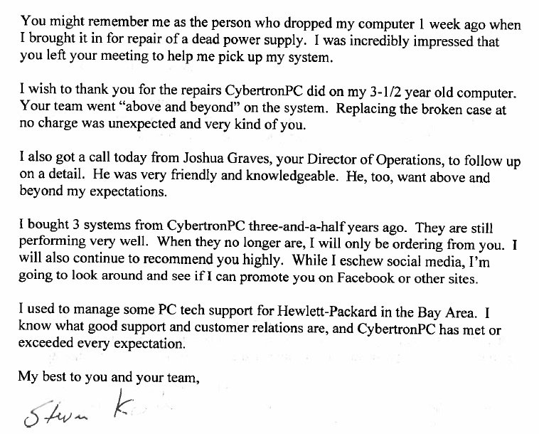 We get feedback like this because of our amazing team. Kudos to the entire Cybertron team! #teamwork #happycustomers #ICThastalent #ICTtech