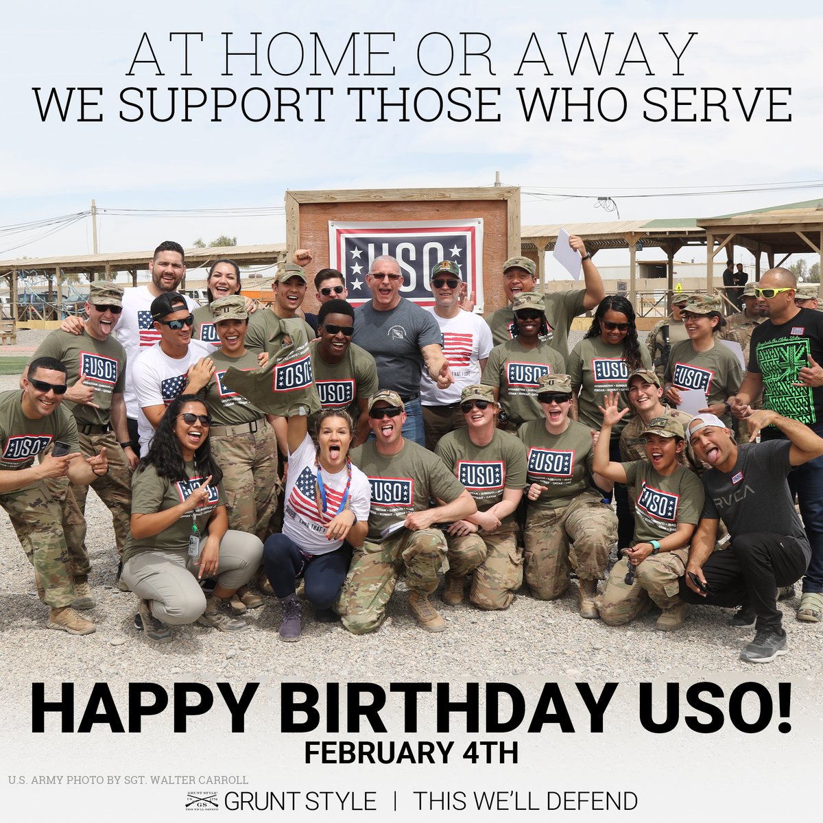 Gruntstyle's tweet photo. Happy Birthday USO! @the_USO 
#gruntstyle #thiswelldefend #usobirthday https://t.co/wRvdBiv5Wn