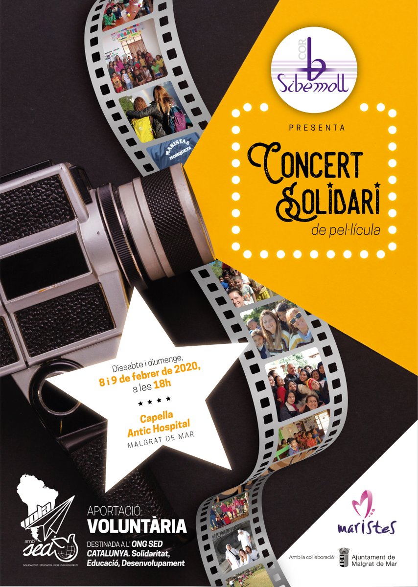 El voluntariat de SED a #MalgratdeMar està organitzant un concert solidari per recaptar fons per a alguns dels projectes de #cooperació, amb l’objectiu de garantir el dret a l'educació per a tots els infants. Guardeu-vos el 8 i 9 de febrer! No hi falteu! <a href="/maristeschanel/">Maristes Sant Pere Chanel</a>