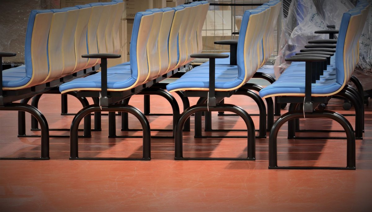 summit_1977's tweet photo. Exceed Plus #beamseating for @COSGroup with polished beech veneer shells and @camira Vita upholstery, ideally suited to #healthcare use. These have the floor strap to enable them to be securely bolted in place. #hospitalseating https://t.co/7zbqHcms6Q https://t.co/cgw3LoV7Hj