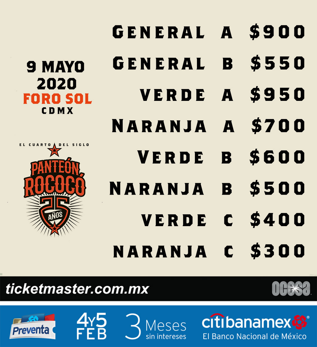 RococoTweets's tweet photo. ¡Ya están disponibles los boletos para El Cuarto del Siglo! 

La celebración donde queremos tenerlos a todos. 

9 de Mayo
Foro Sol, CDMX

Preventa: 4 y 5 FEB
Público general: 6 FEB 

Info👇☠️
https://t.co/sjHuTBhzxX https://t.co/9OgMO2EqJy