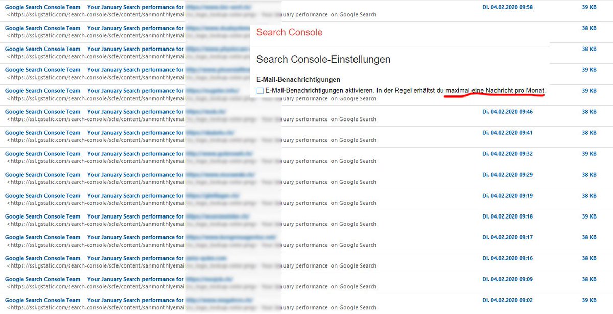 Nur eine Mail pro Monat. <a href="/Google/">Google</a> ist seit ca. 3 Monaten zur Spamschleuder geworden. Alles Deabonniert.