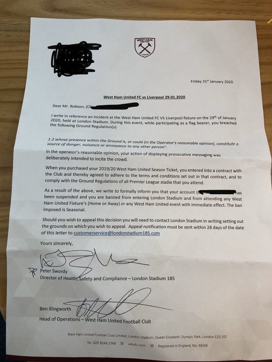FansHaveRights's tweet photo. A “seasonal ban” for wearing a “provocative” t-shirt to “deliberately incite the crowd”.

Incite the crowd into what, I wonder? Having honestly held beliefs against the club ownership and how it’s been run? https://t.co/7MudEg077v