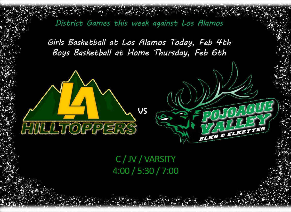 District Games Against Los Alamos Today and Thursday!!
Come out and support your local athletes.