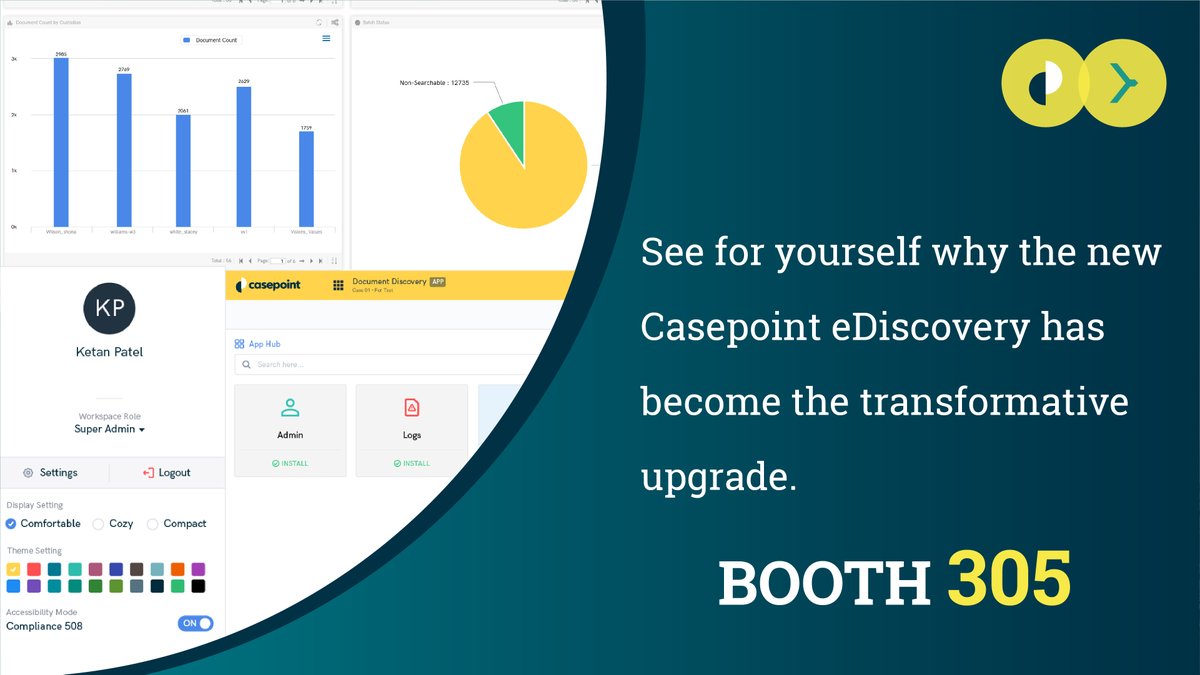 Casepoint's tweet photo. Make your way to the exhibit hall at #Legalweek20 and stop by booth 305 to see the fastest, most powerful, and easiest to use in the market. #LegalTech #LegalCIO #LegalBusinessStrategy #eDiscovery #legal @LegalweekShow https://t.co/XKOPBEMoAQ