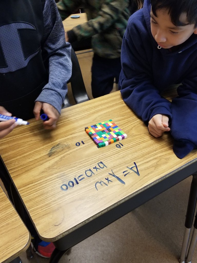 lmathews4th's tweet photo. Celebrating 100 days of school by finding the length and width of figures with an area or perimeter of 100. #positivelyLIFE #lsmathchat #collaboration #CriticalThinking https://t.co/XkuOz5lLcW
