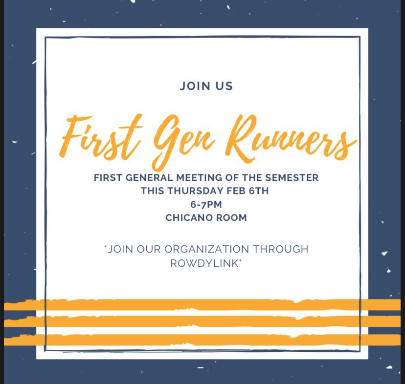 firstgenrunners's tweet photo. GOODMORNING! Join us this Thursday for our first general meeting! If you are interest you can join First Gen Runners through Rowdylink!!🗣 https://t.co/t0lZEVRlH4