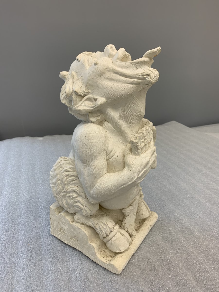 BuildingMuseum's tweet photo. The Museum’s collection includes this plaster model used as an aid in carving a gargoyle of the Greek god Pan for the Washington National Cathedral. The gargoyle, designed by Frederick Hart and carved by Malcolm Harlow, is on the @WNCathedral West Front.
#40artifacts #40years https://t.co/tfonVvDgfx