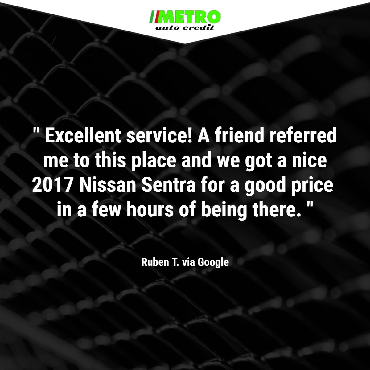 MetroAutoCredit's tweet photo. As a small business, we love hearing the word about us spread to others. Thank you, Ruben! https://t.co/tLu0PkkFZt