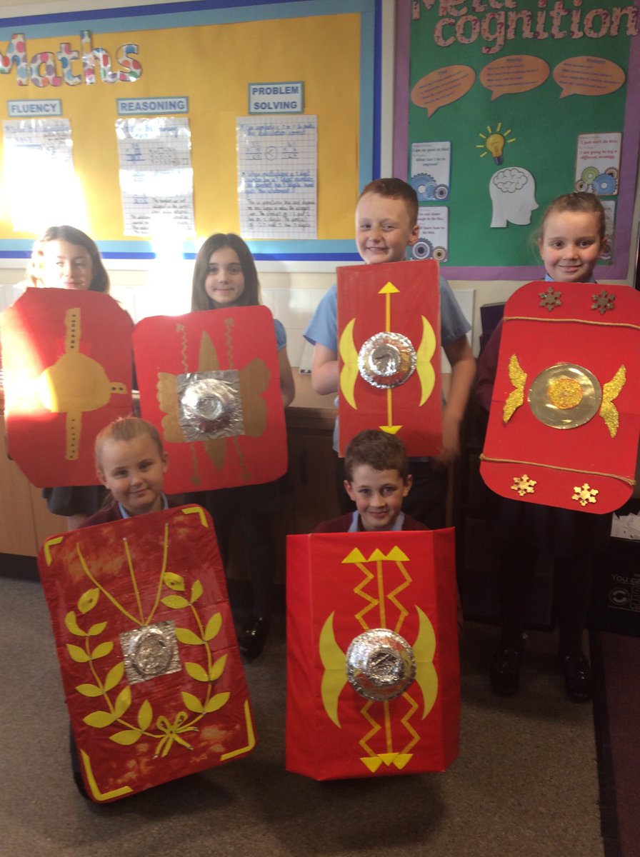Some of our fantastic homework projects. The children have made amazing shields for their Roman topic. <a href="/BrantonLearners/">Branton St Wilfrid's</a>