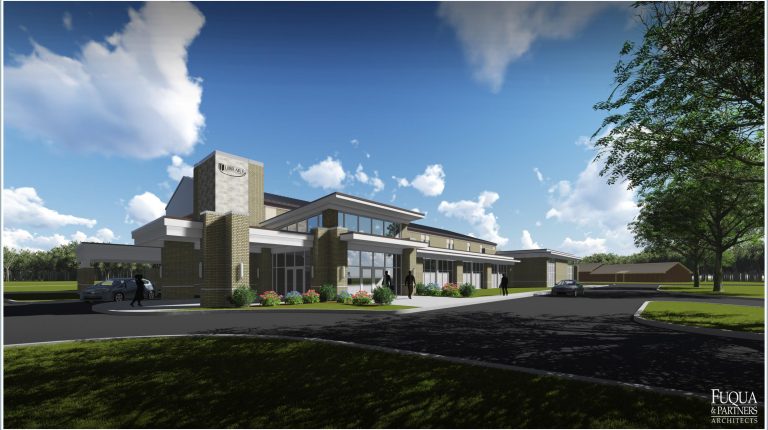 Rendering of new library in North Huntsville, courtesy huntsvilleal.gov and https://www.fuquaarchitects.com/