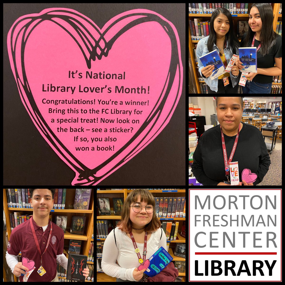 February is National Library Lovers Month &amp; FC Book Club members hid 100 pink hearts all around the FC! When you find one bring it to the FC Library for your super special prize! #mortonpride