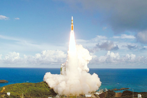 Rocket launching into space.