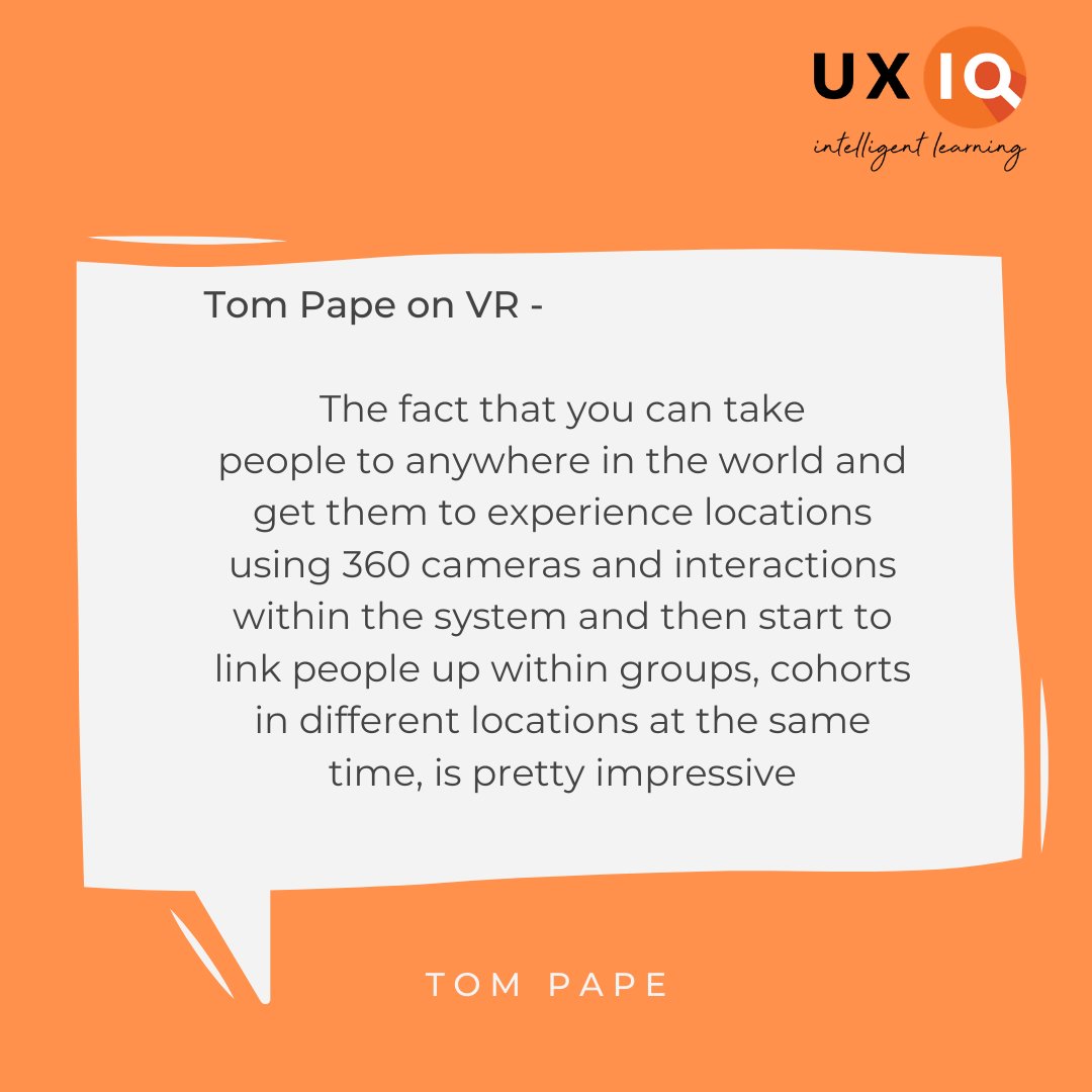 dfleckner's tweet photo. I'll share the full transcript from Tom's interview tomorrow morning.

#VR #edtech #uxiq #elearning #onlinelearning #digitallearning https://t.co/7TrxUBhe5I
