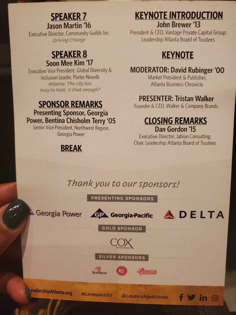 bkrob75's tweet photo. ATL: What's the Big Idea. Such an inspiring morning! So many great ideas to impact the community and create real change. @LeadershipAtl #LAIMPACT50 #ProudAlum https://t.co/hpPyvqP5ls