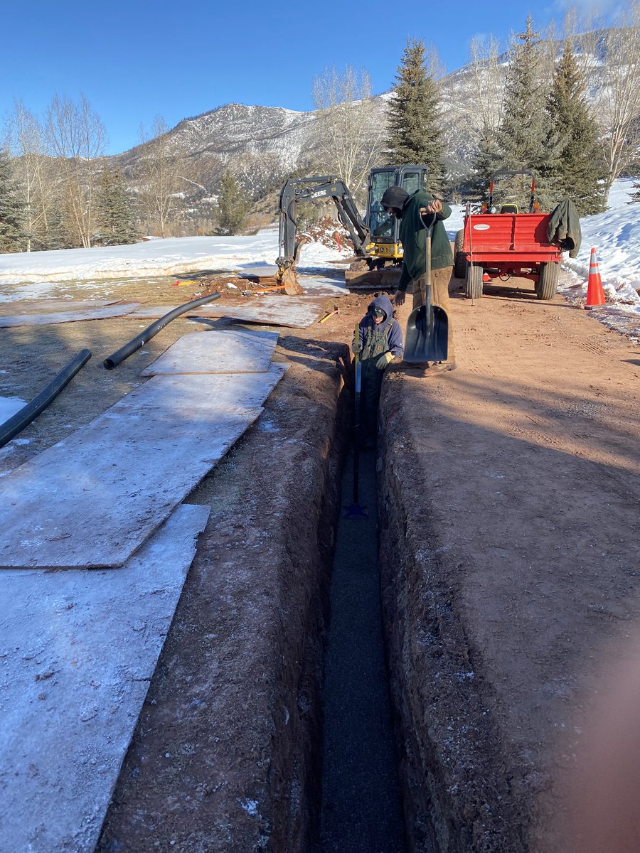 CooperTurf's tweet image. Taking a break from the drainage project to clean up some snow. Pictures are from before the recent storm #winterwork