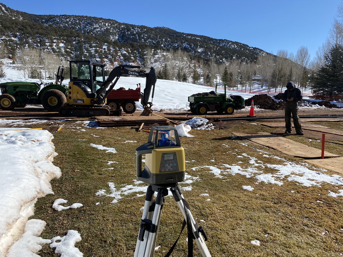 CooperTurf's tweet image. Taking a break from the drainage project to clean up some snow. Pictures are from before the recent storm #winterwork