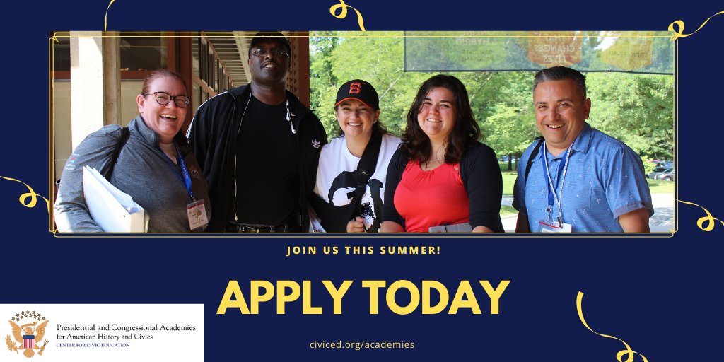 CivicEducation's tweet photo. Free #AmericanHistory and #civics #professionaldevelopment and #summerprogram. Travel included. #HSTeachers and #HSStudents don't let this great opportunity pass you by! https://t.co/LoNF59Zs8Y
#hsgov #hsgovchat #sschat #APGov @AFTunion @CivicsRenewal @NCSSNetwork https://t.co/QjM1p63Fks