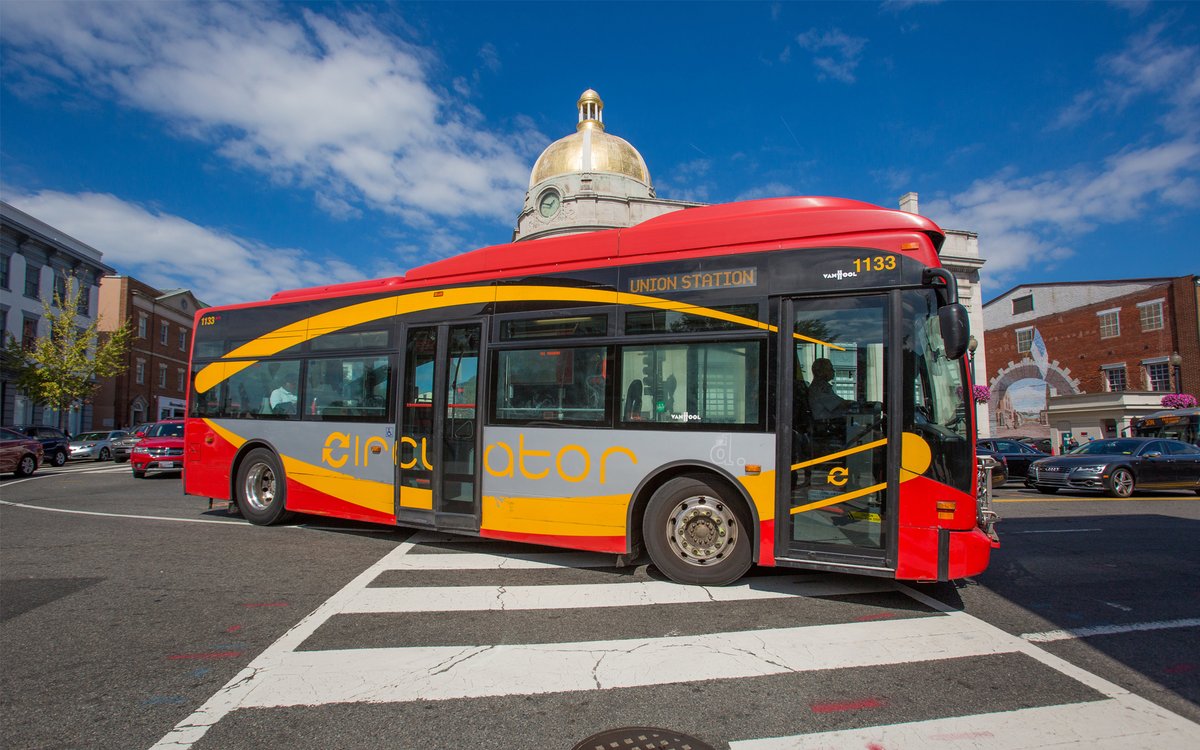 FoursquareITP's tweet photo. Happy #BusToWorkDay!! Here is our CEO and President, Lora Byala, taking the bus to work this morning along with photos of some of our DC area bus projects. #BusDC https://t.co/zcdcz1OqED