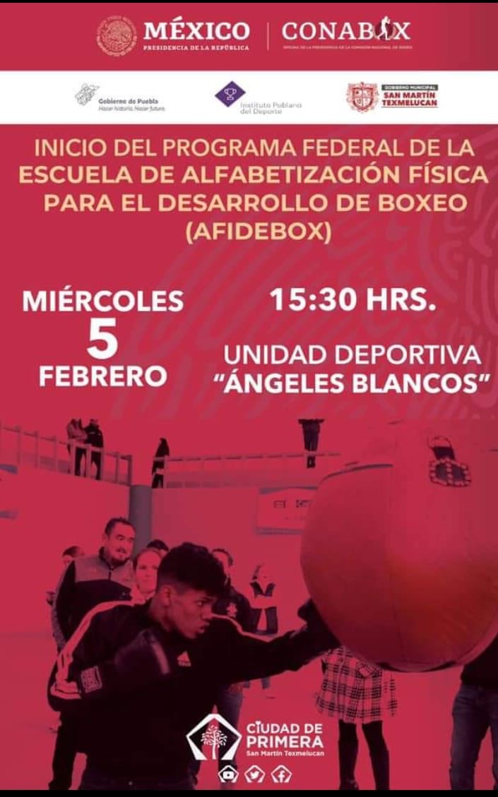 Norma_Layon's tweet photo. Mañana tenemos el arranque del Programa Federal de la Escuela de Alfabetización Física para el Desarrollo del Boxeo #AFIDEBOX. 

En Texmelucan nos sumamos al trabajo del Comisionado @MiguelTorrucoG y de @Lira_Yadira https://t.co/F3cdc9jJ2K