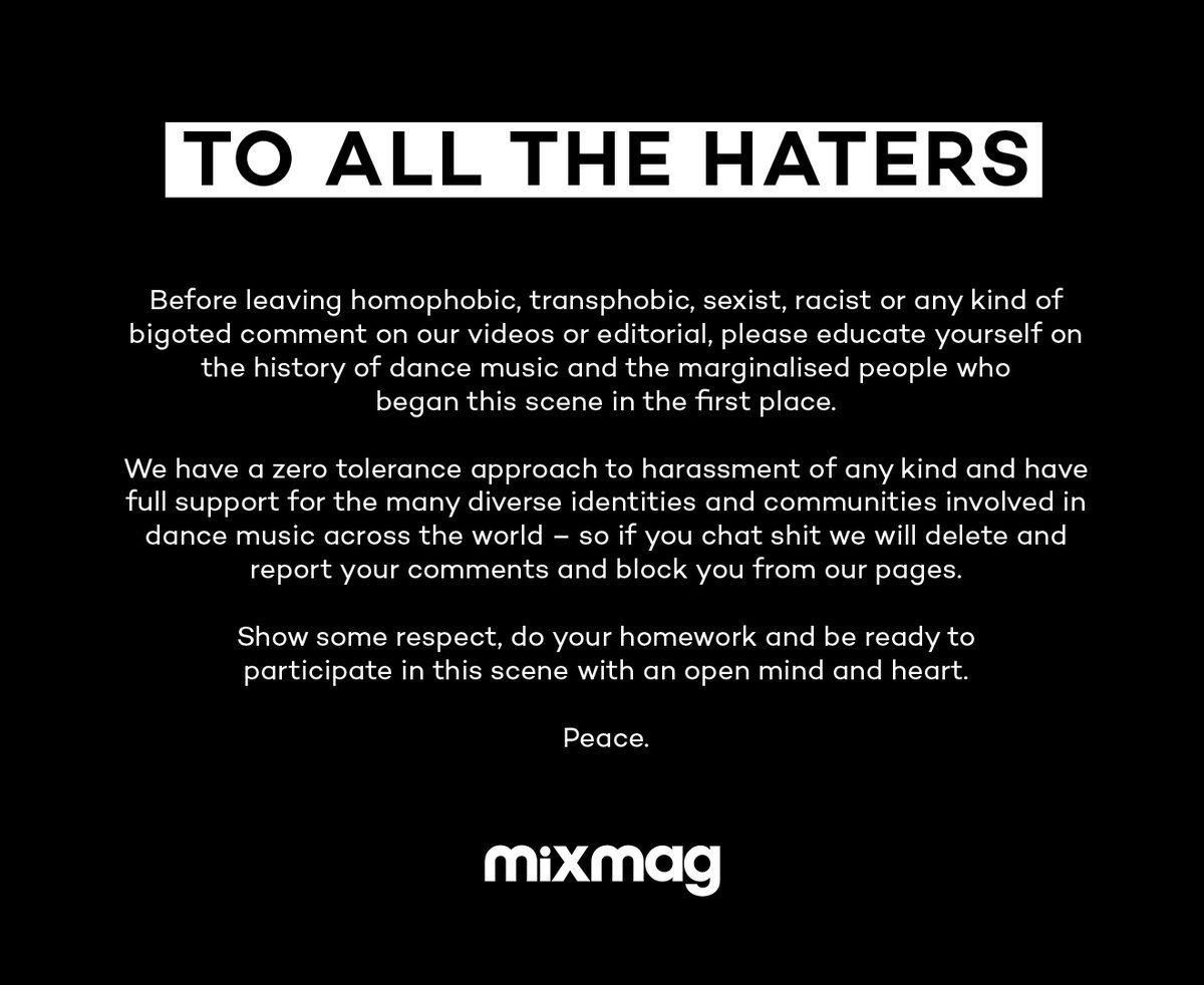 Mixmag's tweet image. Take note.