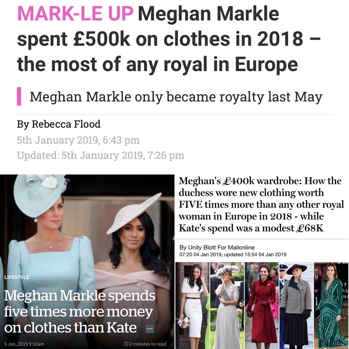 (25/25) Kates expenditure on clothes. Why are Meghan fans so obsessed with this? Meghan has clearly spent more money than Kate has, & u hardly see M in high street. There’s no excuse for it IMO so maybe M fans should stop embarrassing themselves by asking how much kate spends.