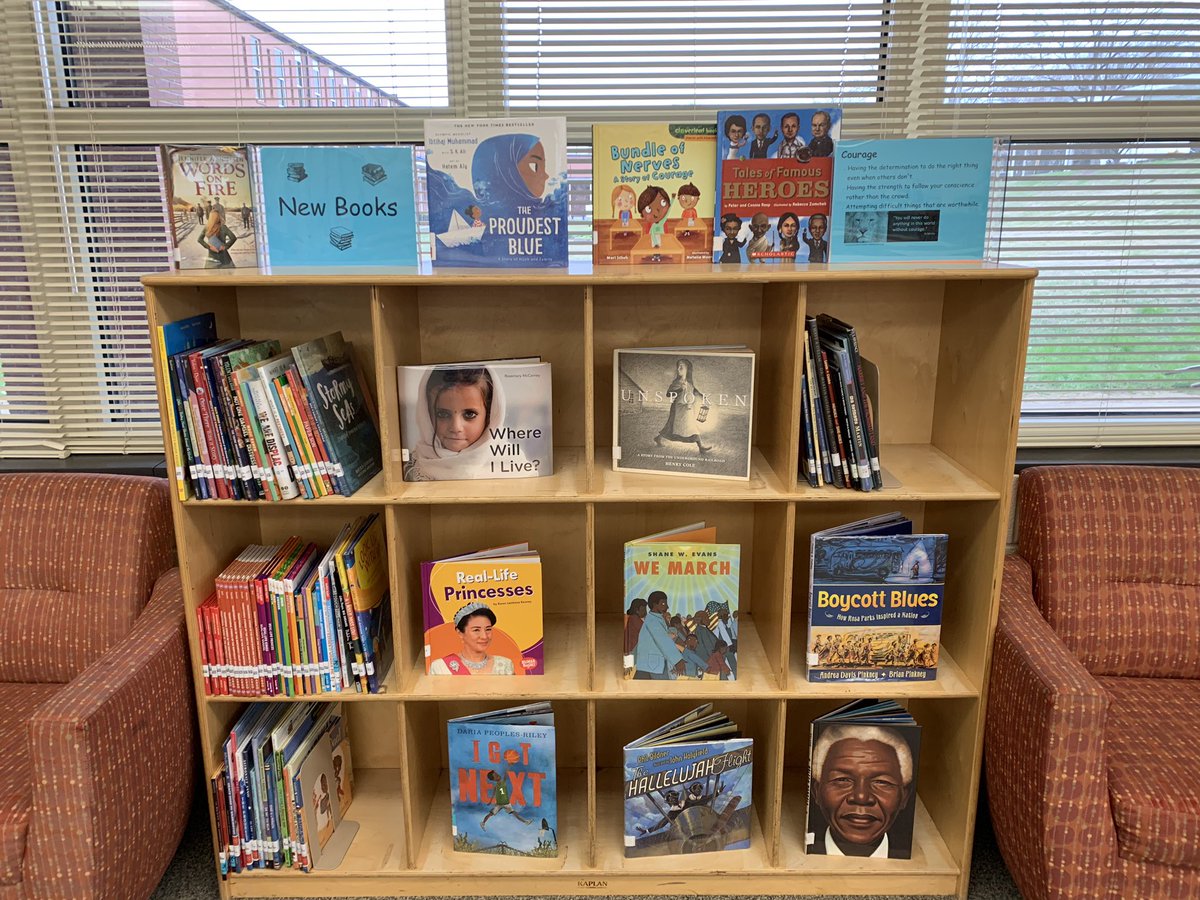 mayhanc2's tweet image. Finally updated my book display with some of our new books purchased to reflex diversity and some of our older books to celebrate our character trait of the month. #fairviewstrong #GCSLibrarymedia