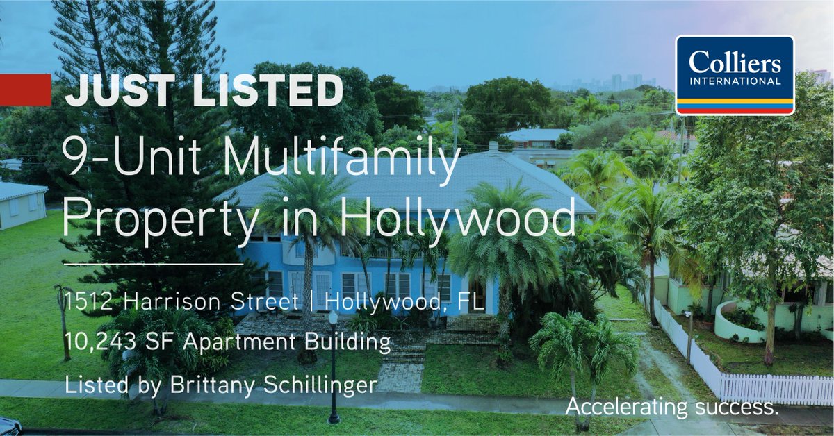ColliersSFL's tweet photo. Just listed! Contact us for more information.

#CRE #CommercialRealEstate #RealEstate #Multifamily #Apartment #SouthFlorida #JustListed https://t.co/okvlCGHle8