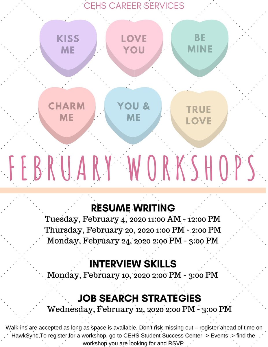 cehs_ssc's tweet photo. Come to one of our February Workshops! https://t.co/5bwkyUcPXZ