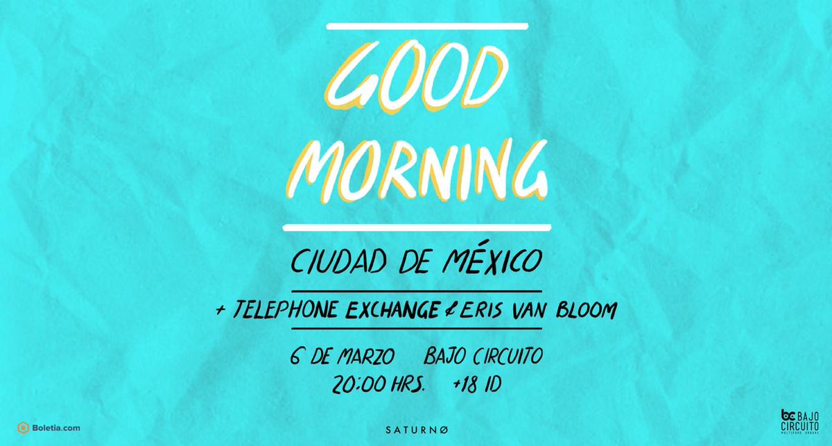 erisvanbloom's tweet photo. Ya estamos a un mes de este show junto a @goodfknmorning y @telephonExchnge 

¿Ya se lanzaron por sus tix? 🏃🏻‍♂️💨 https://t.co/c2qSYDHqbc