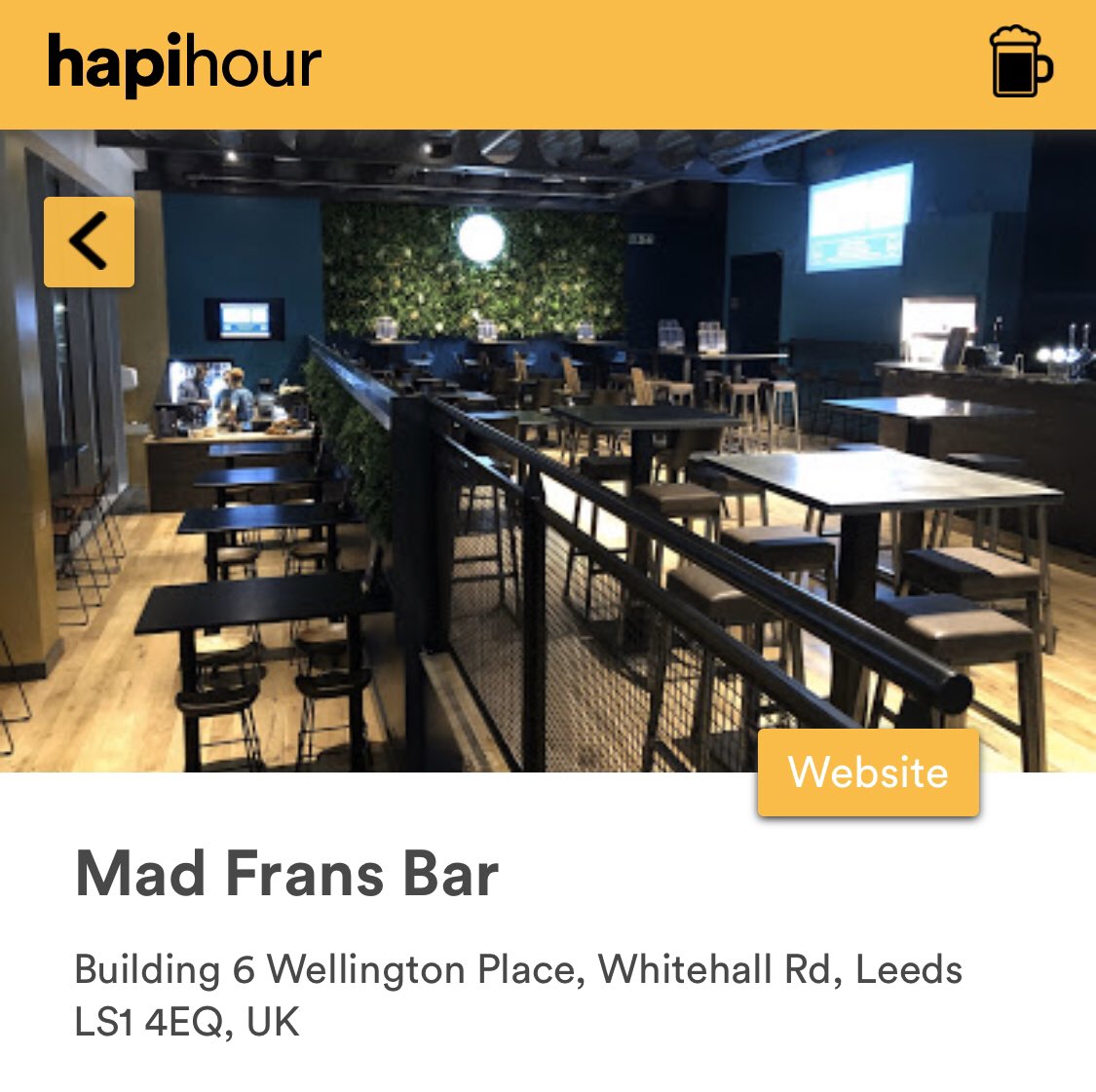 hapihour_io's tweet photo. LEEDS - New location added! Check out the happy hour deals at @madfrans here: https://t.co/9cZlzKDWY5
•
•
•
#hapihour #happyhour #leedsdrinks #leedsleedsleeds #leedsbusiness #leedslife #leedscocktails #drinks #cocktails #beer #HappyHour #happyhourtime https://t.co/RrU7jUiFf2