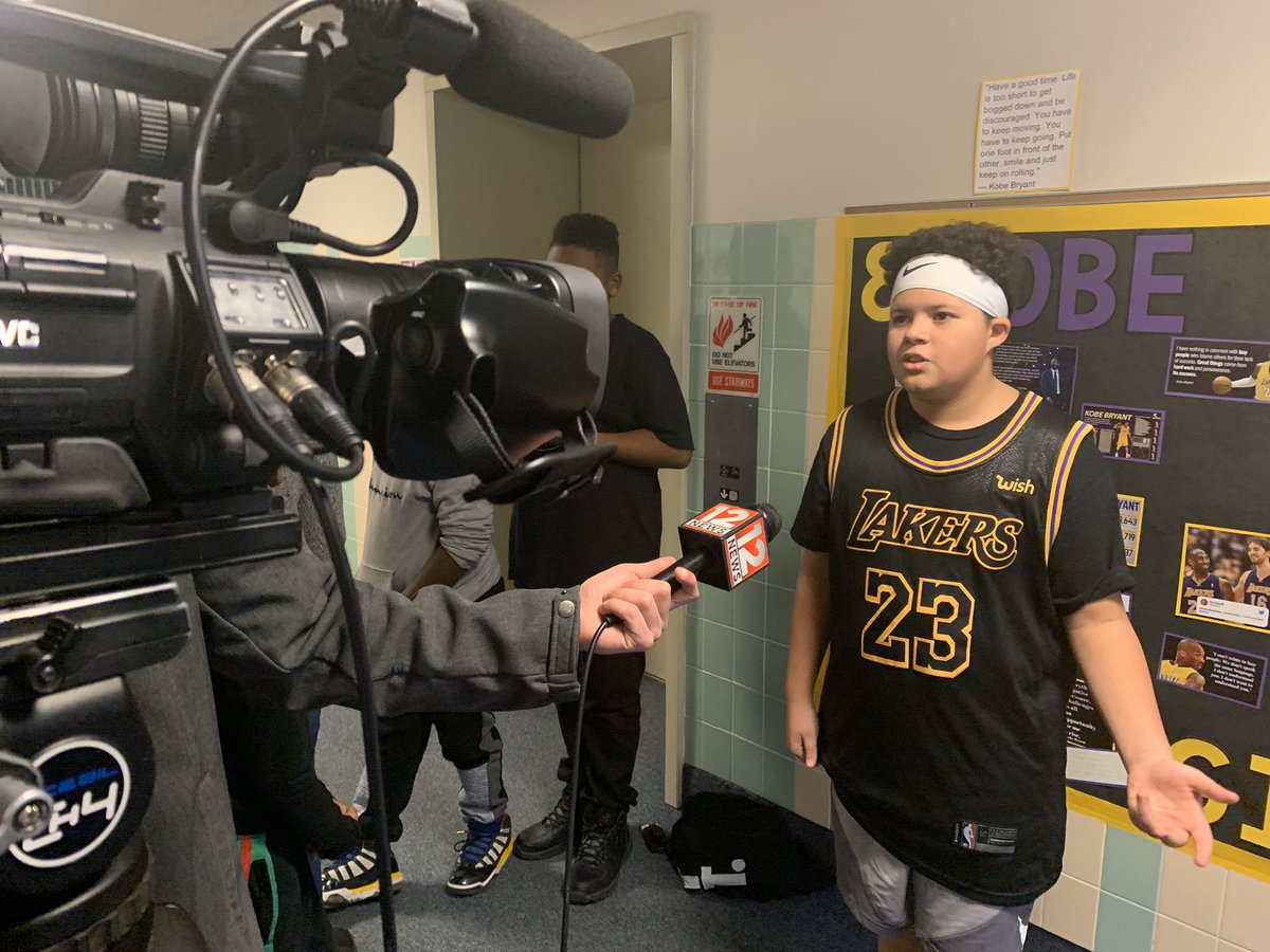 BinghamtonCSD's tweet photo. Roosevelt students are talking to @WBNG12News about their tribute to Kobe and Gianna Bryant, and what the loss meant to them. #BPatriotProud https://t.co/kBeNBekkm4