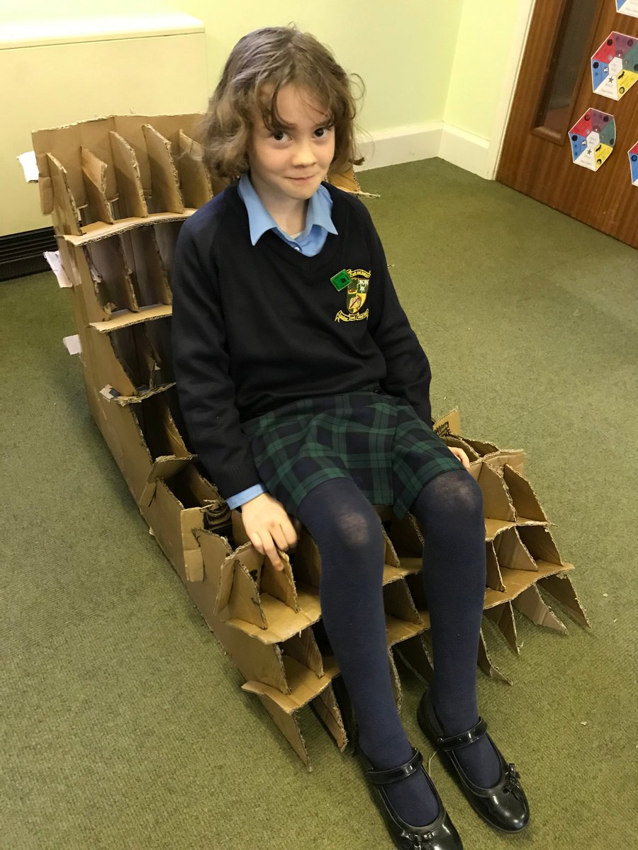 SibfordJS's tweet photo. The #JDFChallenge is complete! Children in #SibfordYear5 have risen to the challenge of building a cardboard chair that can support the weight of a person. Excellent team work all round! #SibfordJSSTEM #SibfordJS #SibfordJSStories https://t.co/vmJM2GODDO