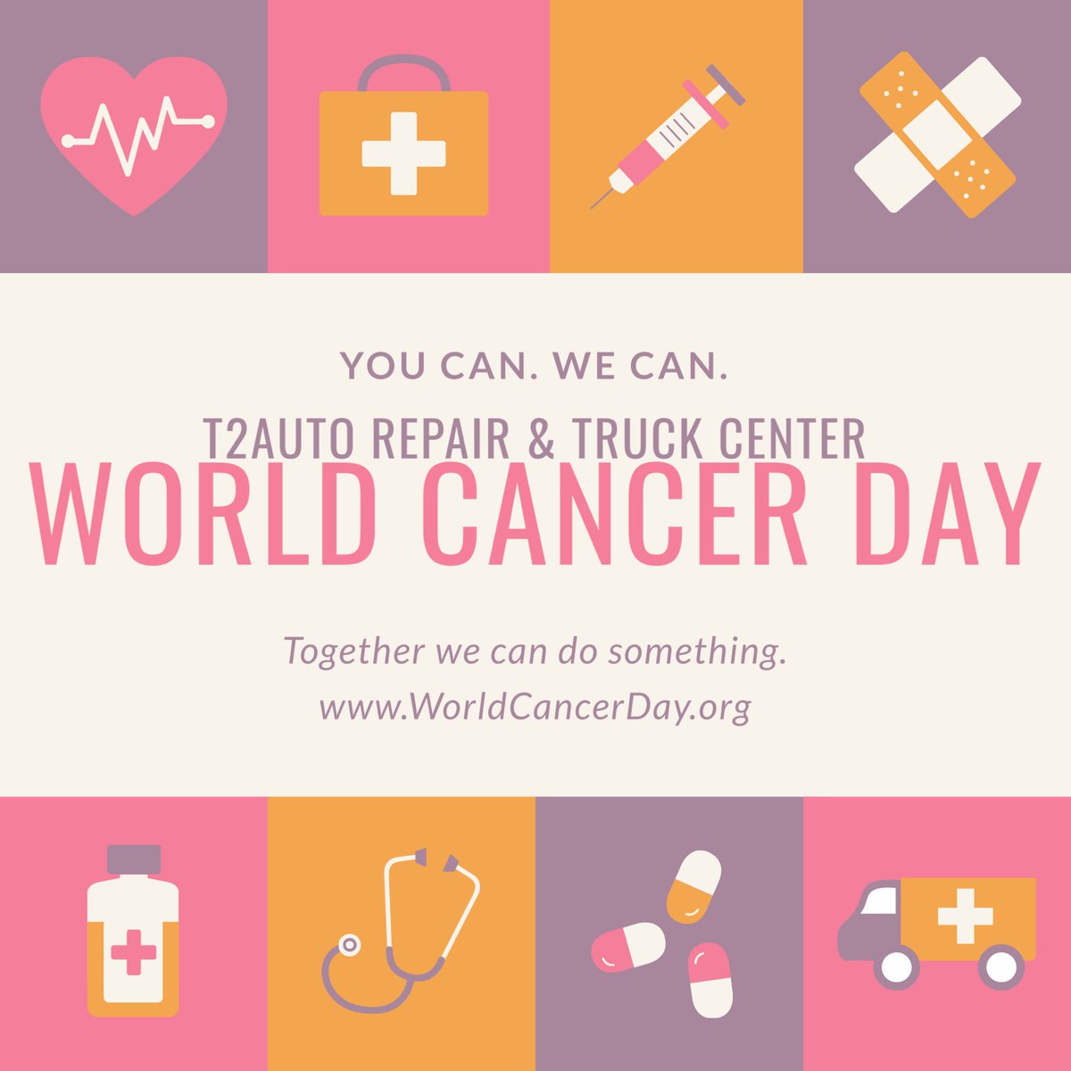 T2AutoTruck's tweet photo. Every person matters. Every action counts. This #WorldCancerDay on 4 February, who are you and what will you do? #IAmAndIWill https://t.co/tNqDh2c2iI
#T2AutoRepair https://t.co/1zdE8KWq8Z