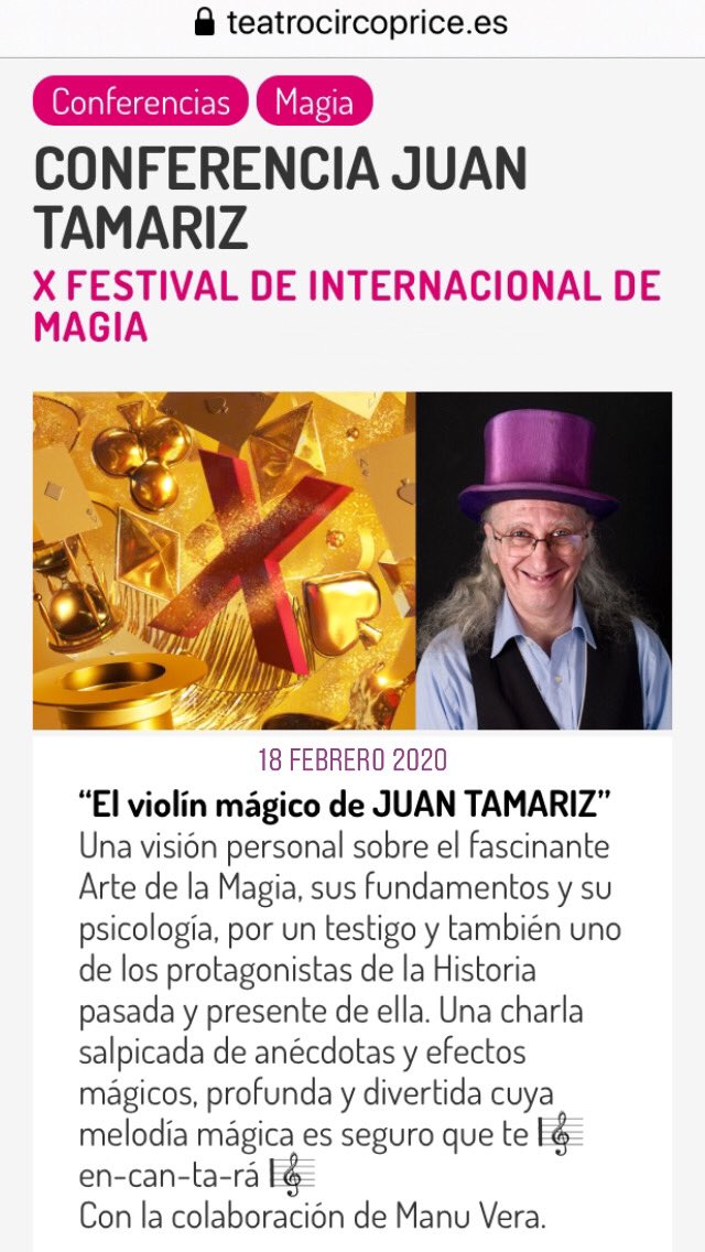 Un placer colaborar en la conferencia de #JuanTamariz

en el X Festival Internacional de Magia dirigido por <a href="/jorgeblass/">Jorge Blass</a> 

<a href="/JuanTamarizMago/">Juan Tamariz</a> <a href="/circoprice/">Teatro Circo Price</a>   #conferencia