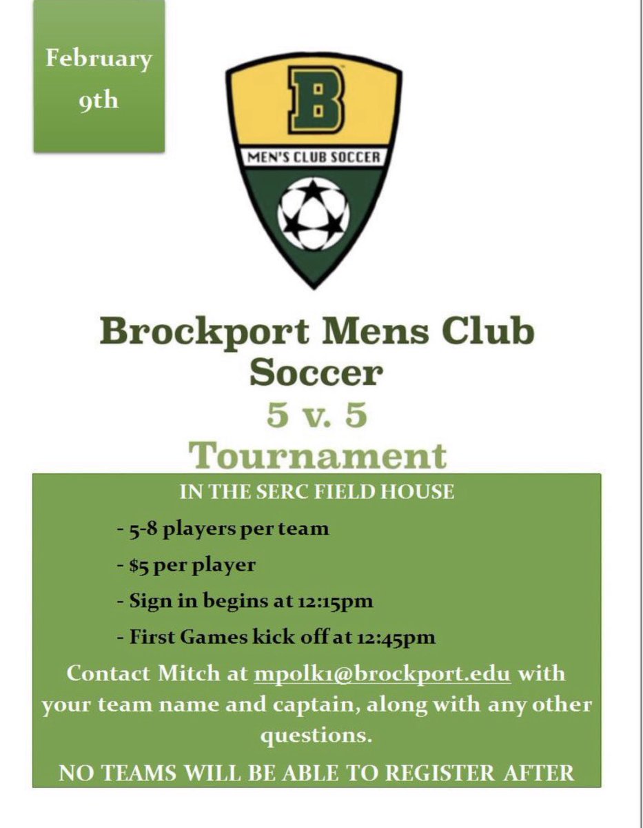bportsportsprog's tweet photo. Come out and support your Men’s Club Soccer team this weekend in their annual 5v5 soccer fundraiser! https://t.co/Udb4feW9tf