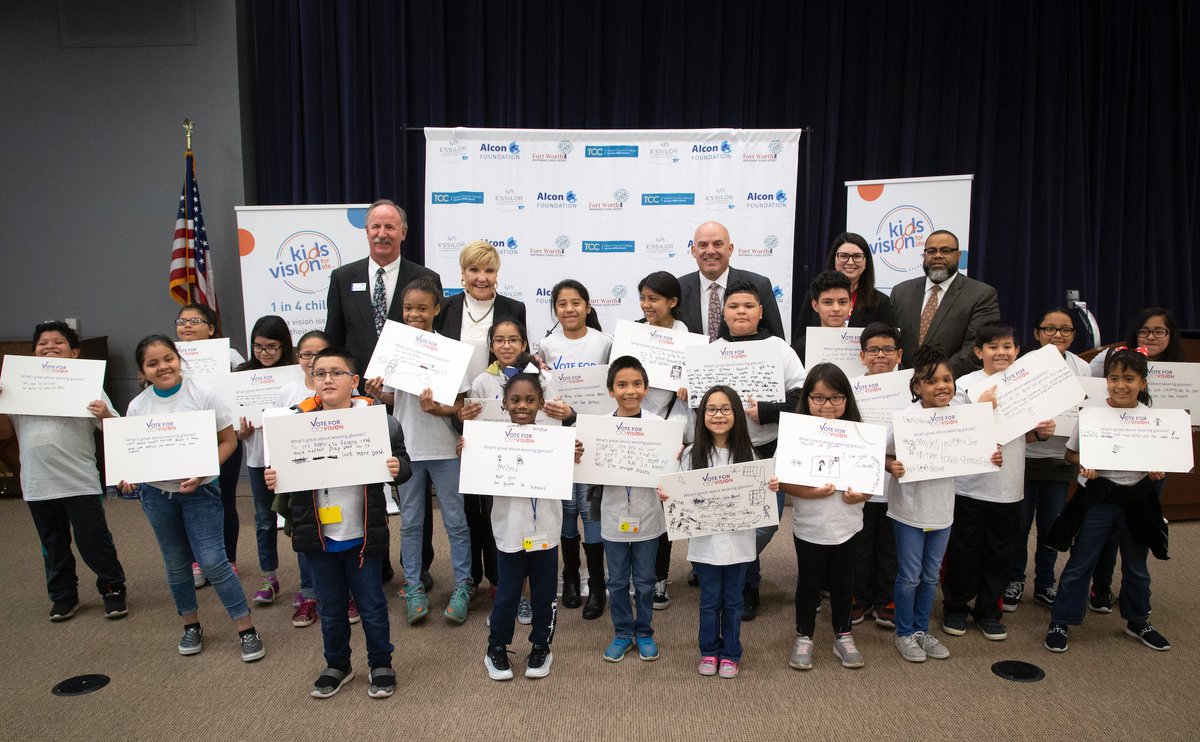 FortWorthISD's tweet photo. Approximately 400 #FWISD elementary school students received free vision screenings and eyeglasses at the annual Kids Vision Fest. Thank you, @EVFusa and Alcon, for sponsoring the 2020 Kids Vision Fest. https://t.co/Ob5aUNX8I3