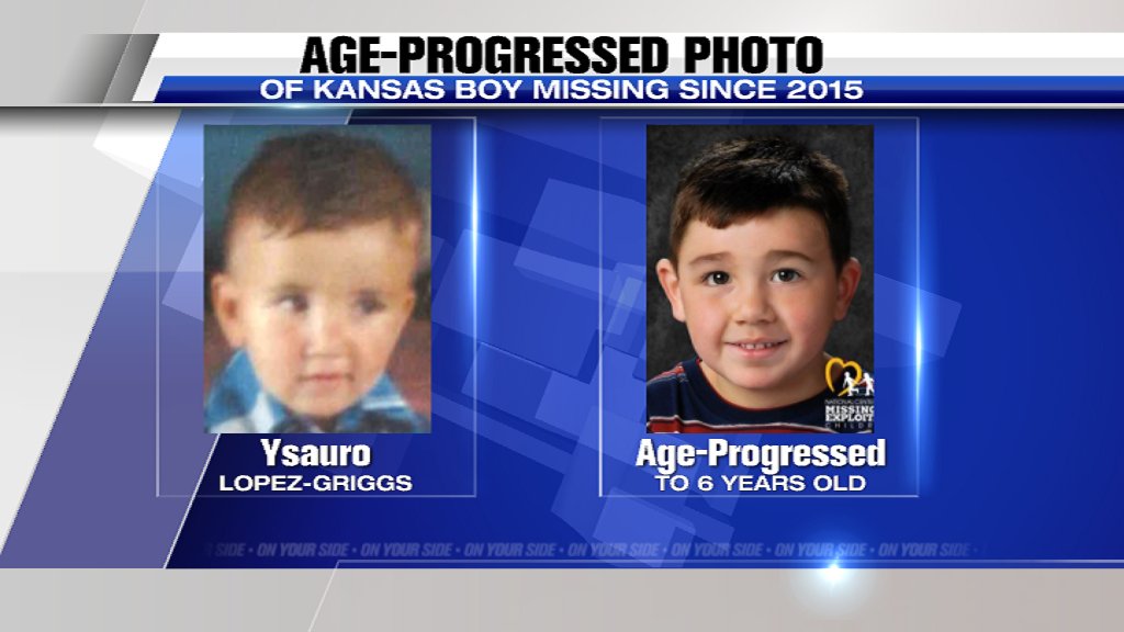 A little Hispanic boy has been missing for five years. Here is a photo of Ysauro-Lopez Griggs when he was a toddler, and then an illustration of what he may look like at 6 years old. He has brown hair and brown eyes. 