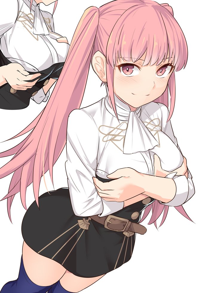 Hilda's morning struggle of trying to put on her uniform.
