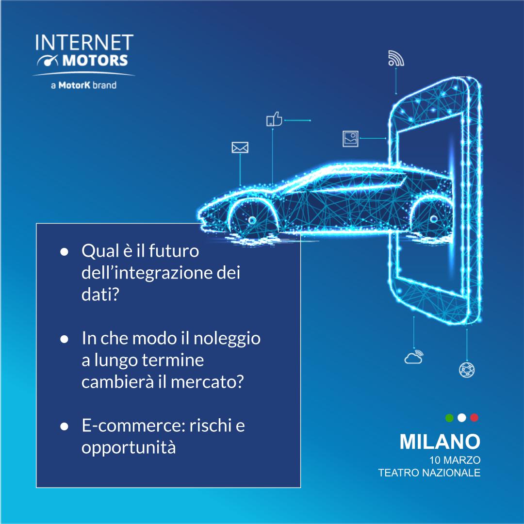 Ecco alcuni temi che verranno discussi sul palco di #InternetMotors il 10 marzo al Teatro Nazionale di Milano. Si parlerà di #noleggio a lungo termine, integrazione dei dati, #ecommerce e molto altro. Iscriviti subito se non li vuoi perdere! bit.ly/3a600HX