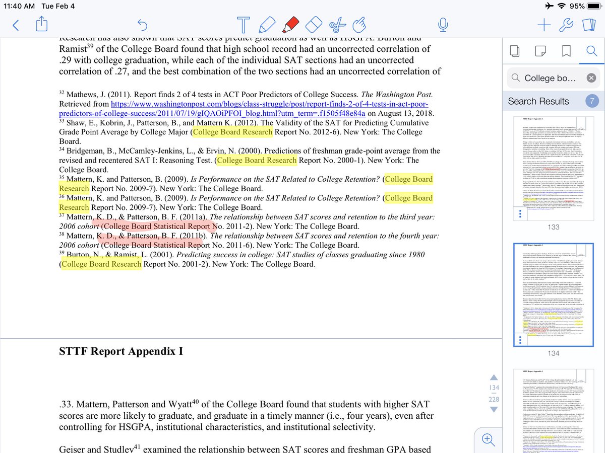I’m about to dive into the UC STTF report. This won’t be quick (days?) and will take some windy digressions, but I’ll thread1. 50 “College Board” mentions (ht  @JonBoeckenstedt)2. 7 “college board research”3. at least 2 references to research of former CB staff   #NowReading