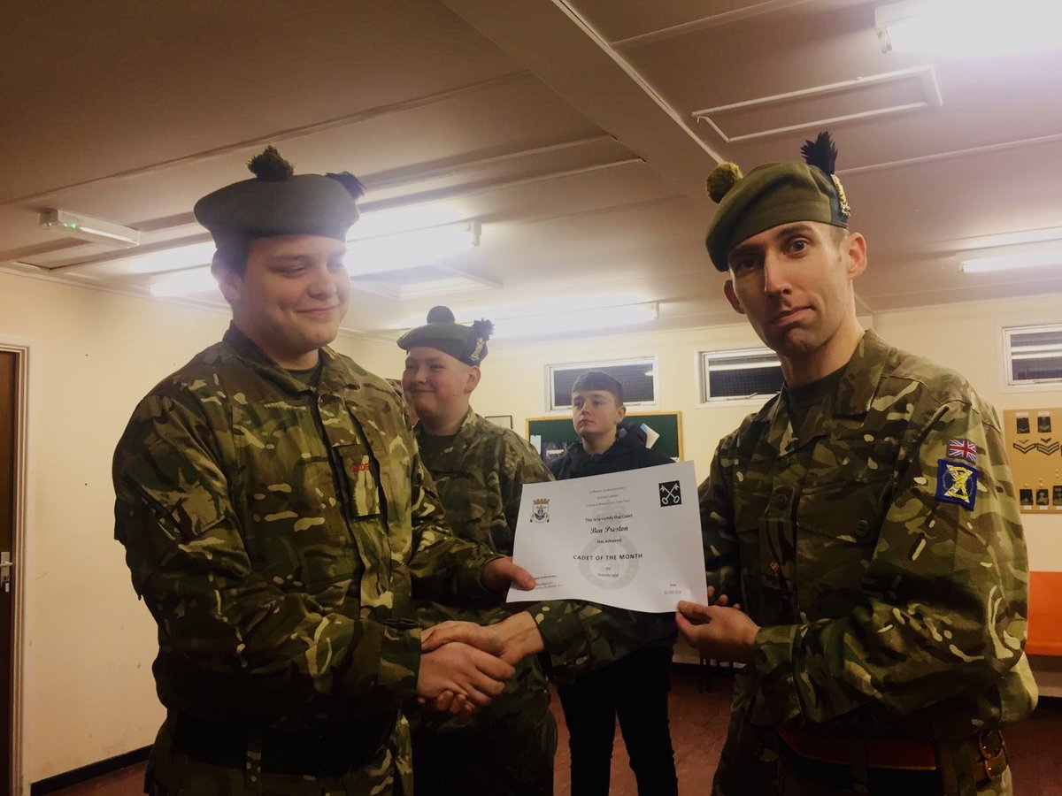SQArmyCadets's tweet photo. Smiles all round for Cdt B. Preston kicking off 2020 by receiving the Cadet of the Month certificate for January.

Well done!! #maximisingpotential #inspiretoachieve https://t.co/ncnNpUfdgS