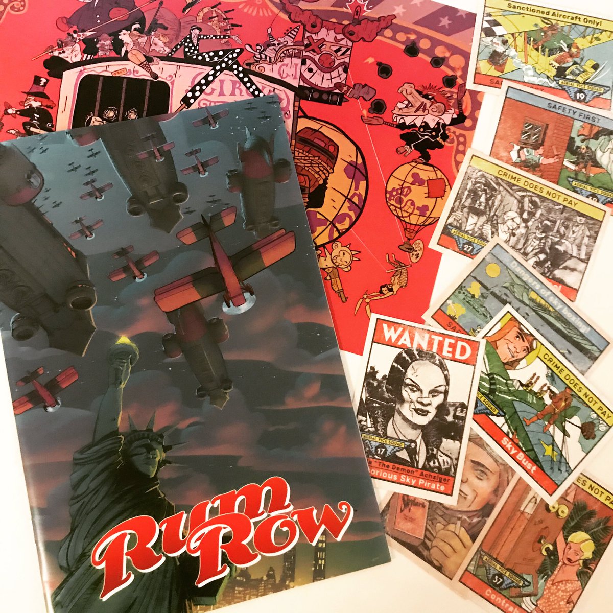 thebabybadass's tweet photo. Received #Kickstarter package for latest #RumRow #comic from @IhateMaxwell and Michele Bandini, joined by new series artist Gavin Mitchell. Mixing elements of Jules Verne and The Untouchables, it’s a fun, prohibition themed aerial crime adventure. #comics #comicbook #comicbooks https://t.co/giXwIF1wkd