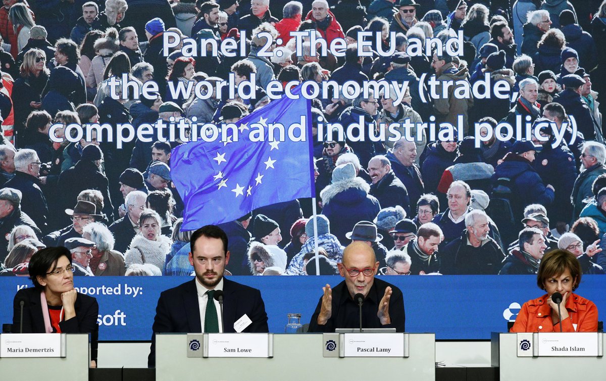 ( L to R) Maria Demertzis, Sam Lowe, Pascal Lamy and Shada Islam